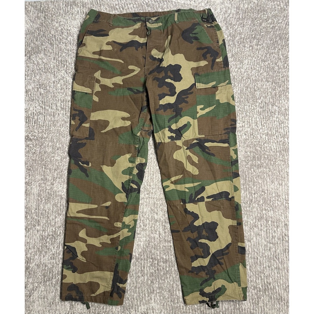 US Military BDU Pants Trousers Woodland Camo Vanguard Large Reg